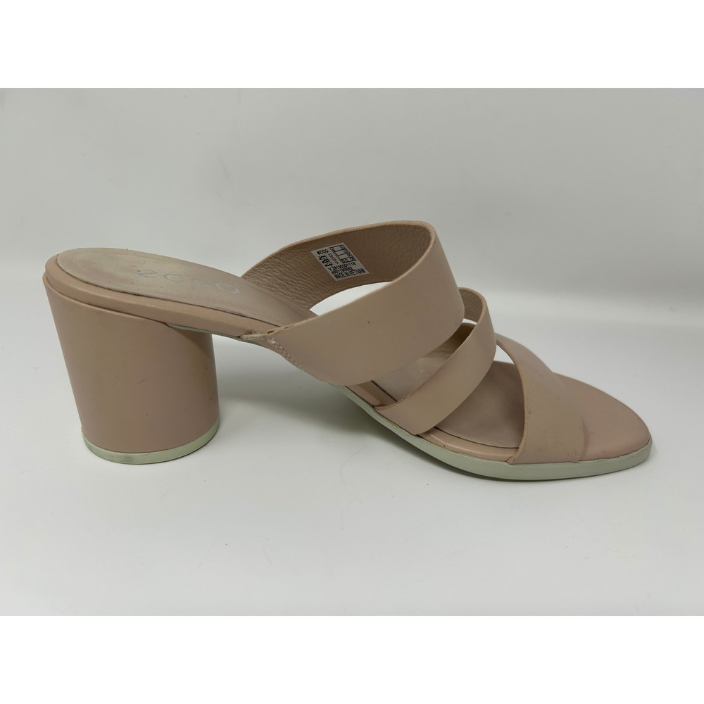 ECCO Shape 35 Women Block Sandal Nude Beige Leather Multi Strap Slide EU 40 US 9 - Picture 5 of 9